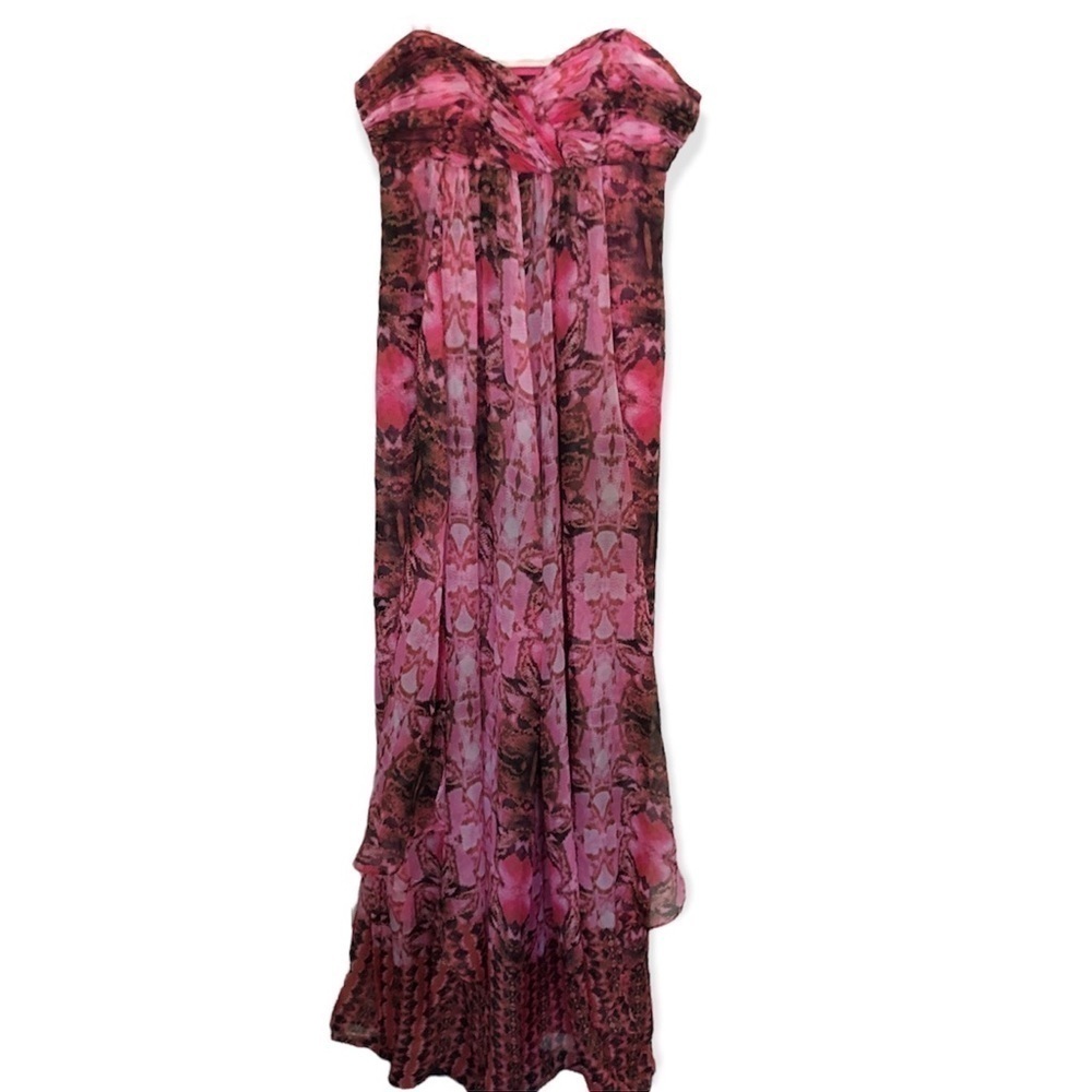 Laundry by Shelli Segal strapless snake print Maxi dress